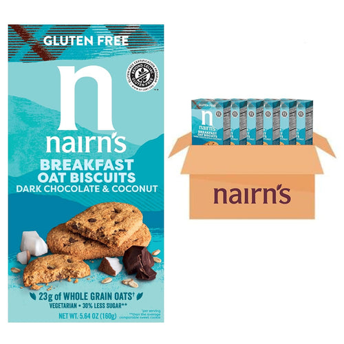 Nairn's Gluten-Free Chocolate & Coconut Breakfast Biscuits, 5.64 oz (Pack of 6)