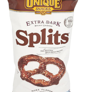 Unique Snacks Extra Dark Splits Pretzels, Original Split-Open Pretzels, Delicious Homestyle Baked Snack Bag, Vegan, OU Kosher, and Non-GMO Food, No Artificial Flavor