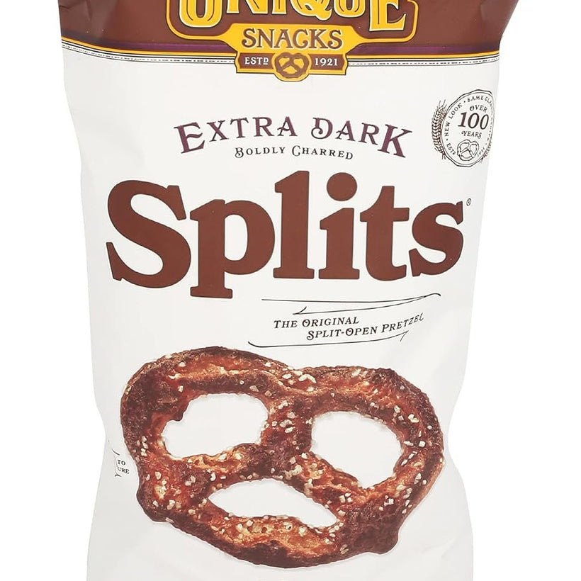 Unique Snacks Extra Dark Splits Pretzels, Original Split-Open Pretzels, Delicious Homestyle Baked Snack Bag, Vegan, OU Kosher, and Non-GMO Food, No Artificial Flavor