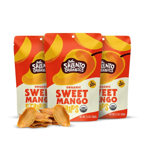 Salento Organic Dried Mango Strips, 3.5 oz (Pack of 3)
