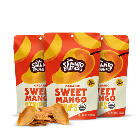Dried Mango Strips No Sugar Added Healthy Snack Bundle, Unsweetened Sliced Mangoes, One Ingredient Snacks for Adults or Kids, Pack of 3