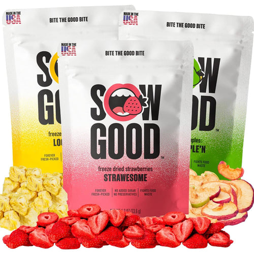 Sow Good Freeze Dried Fruit Variety, Strawberry, Apple, Pineapple (Pack of 3)