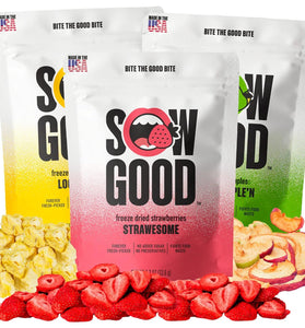 Freeze Dried Fruit Variety Bundle, Strawberry, Apples and Pineapple Bite Size Fruit Snacks, Toppings for Oatmeal, Yogurt, Icecream or Smoothies, Post Workout Snack, Pack of 3