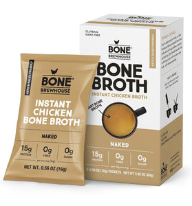 Bone Brewhouse - Unflavored Chicken Bone Broth Protein Powder - Keto & Paleo Friendly - Instant Soup Broth - 15g Protein - Natural Collagen, Gluten-Free & Dairy free - 5 Individual Packets