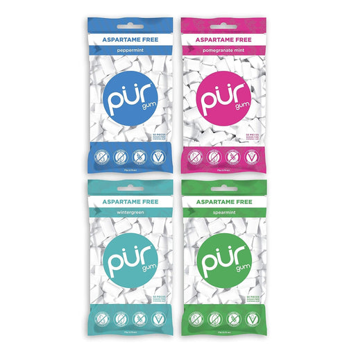 PUR Gum Variety Pack: Peppermint, Pomegranate Mint, Spearmint, Wintergreen