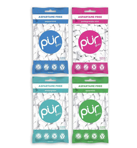 Pur Gum Variety Pack - Peppermint, Pomegranate Mint, Spearmint and Wintergreen - 55 Pieces each