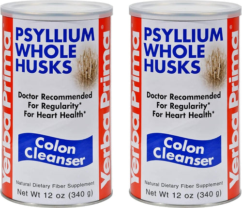 Yerba Prima Psyllium Whole Husks, Colon Cleanser 12 oz (Pack of 2) - All Natural Dietary Fiber, Pure Premium Psyllium, Lab-Tested Non-GMO, Gluten-Free Fiber, Made in The USA