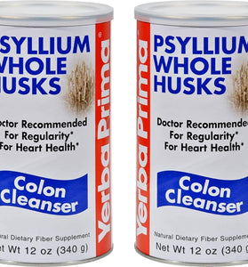 Yerba Prima Psyllium Whole Husks, Colon Cleanser 12 oz (Pack of 2) - All Natural Dietary Fiber, Pure Premium Psyllium, Lab-Tested Non-GMO, Gluten-Free Fiber, Made in The USA