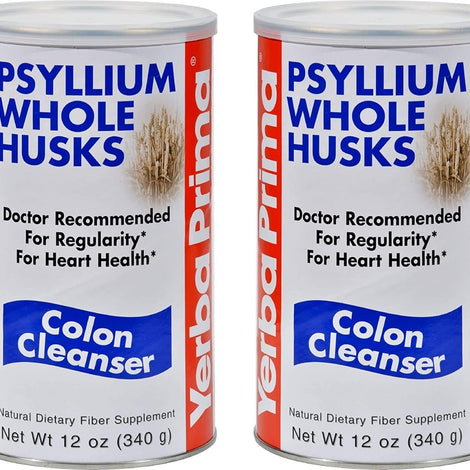 Yerba Prima Psyllium Whole Husks, Colon Cleanser 12 oz (Pack of 2) - All Natural Dietary Fiber, Pure Premium Psyllium, Lab-Tested Non-GMO, Gluten-Free Fiber, Made in The USA