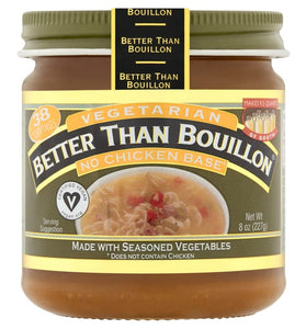 Better Than Bouillon Vegetarian No Chicken Base, Made with Seasoned Vegetables, Certified Vegan, Makes 9.5 Quarts of Broth, 38 Servings, 8 OZ Jar