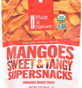 Made in Nature Organic Dried Fruit, Mangoes, 3oz Bag – Non-GMO, Unsulfured Vegan Snack