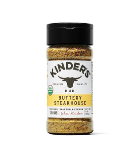 Kinder's Organic Buttery Steakhouse Rub, Premium Quality Seasoning, MSG Free and USDA Certified Organic, 3oz
