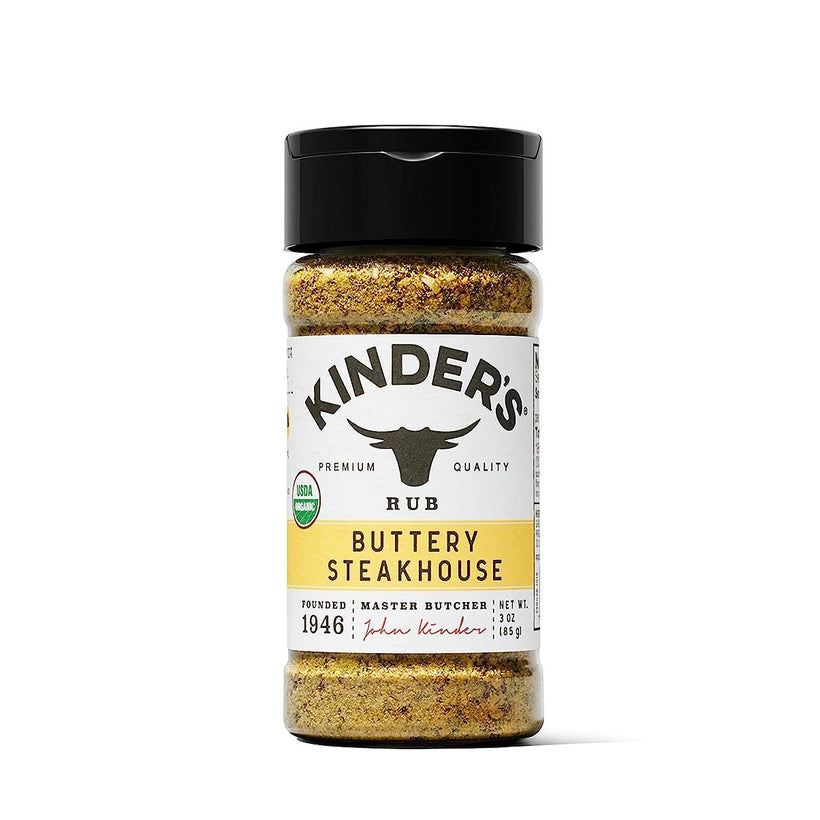 Kinder's Organic Buttery Steakhouse Rub, Premium Quality Seasoning, MSG Free and USDA Certified Organic, 3oz