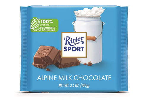 Ritter Sport Alpine Milk Chocolate, 3.5 oz Bar (Pack of 12)