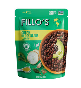 Fillo's Cuban Black Beans, Ready to Eat Sofrito & Beans, 10 oz Pk of 6,Gluten-Free, Preservative-Free