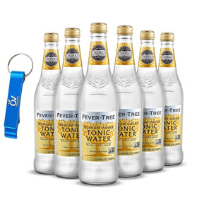 Fever-Tree Premium Indian Tonic Water - Natural & Award-Winning Mixer - Perfect for Cocktails & Soft Drinks - No Artificial Additives, 16.9 fl Oz (Pack of 6) with Pura Parcel Bottle Opener