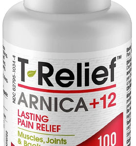 T-Relief Arnica +12 Natural Relieving Actives for Back Pain Joint Soreness Muscle Aches & Stiffness Whole Body Fast-Acting Relief for Women & Men - 100 Tablets