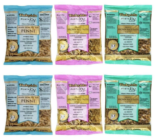 Tinkyada Organic Brown Rice Pasta Variety Bundle: Elbow, Spirals, Penne, 12 oz (Pack of 6)
