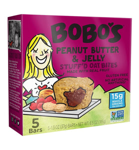 Bobo's Oat Bites, Peanut Butter & Jelly Stuffed, 1.3 Ounce (5 Count Box)