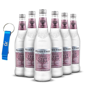 Fever-Tree Premium Club Soda - Natural & Pure Mixer for Cocktails & Mocktails, 16.9oz (Pack of 6) with Pura Parcel Bottle Opener
