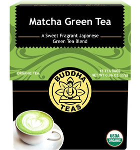 Buddha Teas - Organic Matcha Green Tea - For Health & Wellbeing - With Antioxidants & Minerals - Clean Ingredients - Contains Caffeine - OU Kosher & Organic - 18 Tea Bags (Pack of 1)