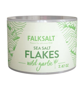 FALKSALT | Wild Garlic Salt Flakes 2.47oz. | Gourmet Finishing Sea Salt Flakes | Handcrafted, Kosher, Gourmet Flavored Salt
