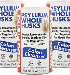 Yerba Prima Psyllium Husk, 12 Ounce (Pack of 3) - Fiber Supplement for Regularity, Colon Cleansing, Natural Support for Gut Health, Non GMO, Gluten Free, Vegan, No Sweeteners