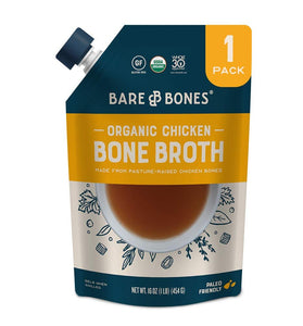 Organic Chicken Bone Broth by Bare Bones - Organic, Chicken Bone Broth, Protein-rich, 1 Pound (Pack of 6)