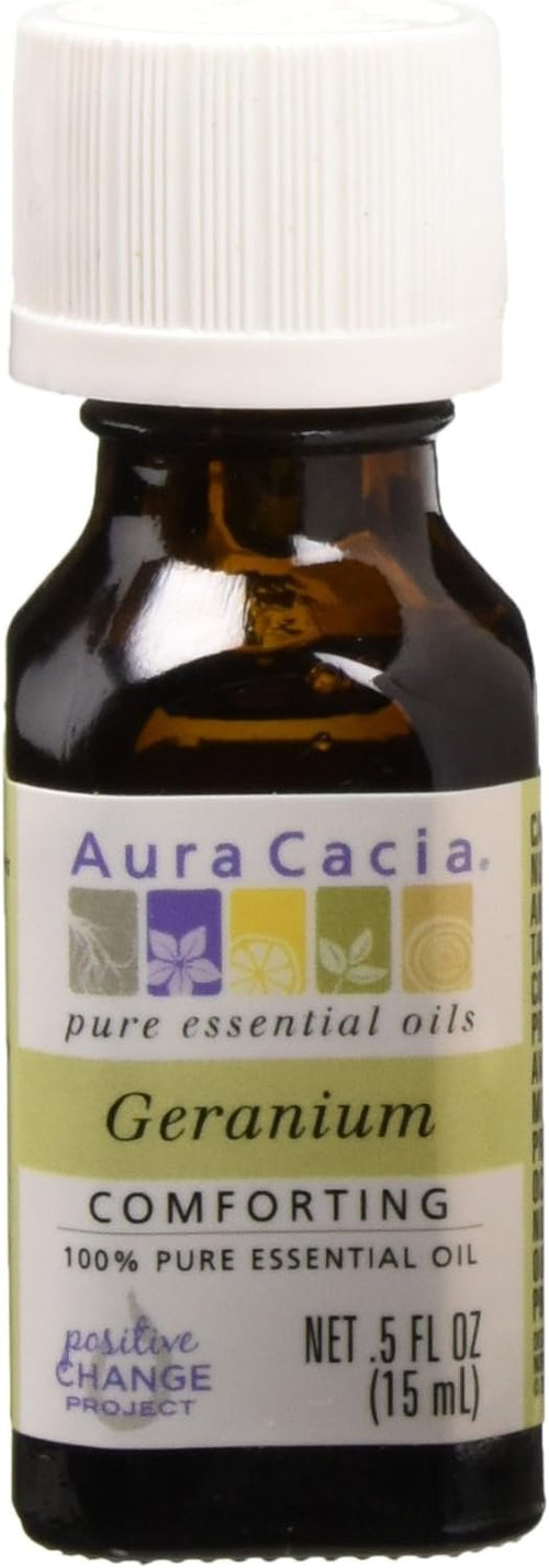 Aura Cacia 100% Pure Geranium Essential Oil, 0.5 fl oz (15 ml)