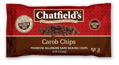 Chatfield's Carob Chips Unsweetened - Allergen-Free Substitute For Chocolate Chips (Pack of 4)