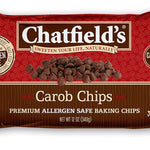 Chatfield's Carob Chips Unsweetened - Allergen-Free Substitute For Chocolate Chips (Pack of 4)