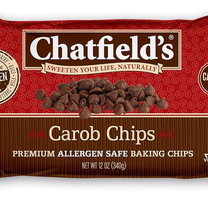 Chatfield's Carob Chips Unsweetened - Allergen-Free Substitute For Chocolate Chips (Pack of 4)