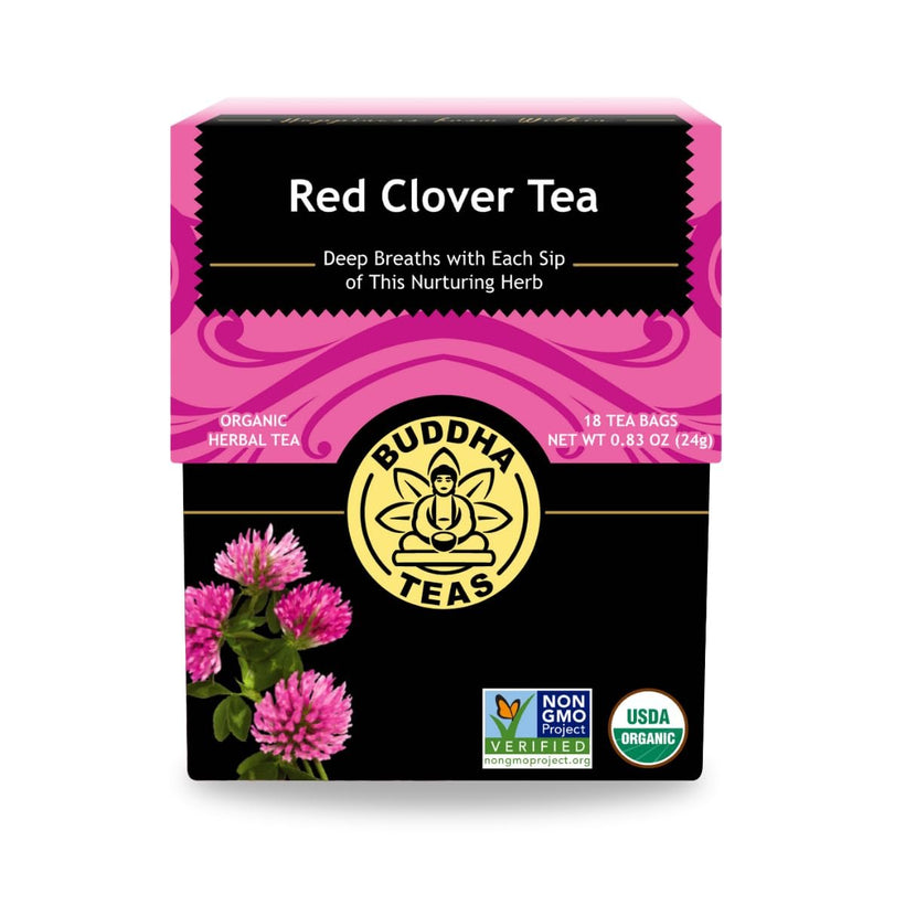 Buddha Teas Organic Red Clover Flower Tea - OU Kosher, USDA Organic, CCOF Organic, 18 Bleach-Free Tea Bags