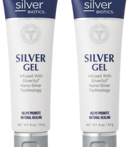 Silver Biotics Colloidal Nano SilverSol Ag₄O₄ 20 ppm Healing & Soothing Gel | Great For Healing Skin From Scars, Burns, Wounds, Blemishes & More | 4 Oz (Pack of 2)