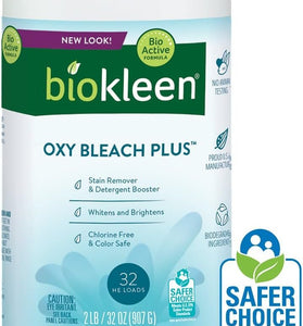 Biokleen Laundry Oxygen Bleach Plus 32 HE Loads - Concentrated Stain Remover, Whitens & Brightens, Eco-Friendly, Plant-Based, No Artificial Fragrance or Preservatives, 2 Pounds, 32 Fl Oz