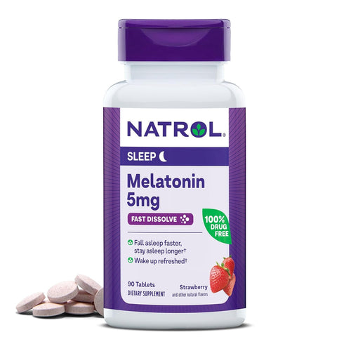 Natrol Melatonin 5 mg Fast Dissolve Tablets, Strawberry, 90 Count
