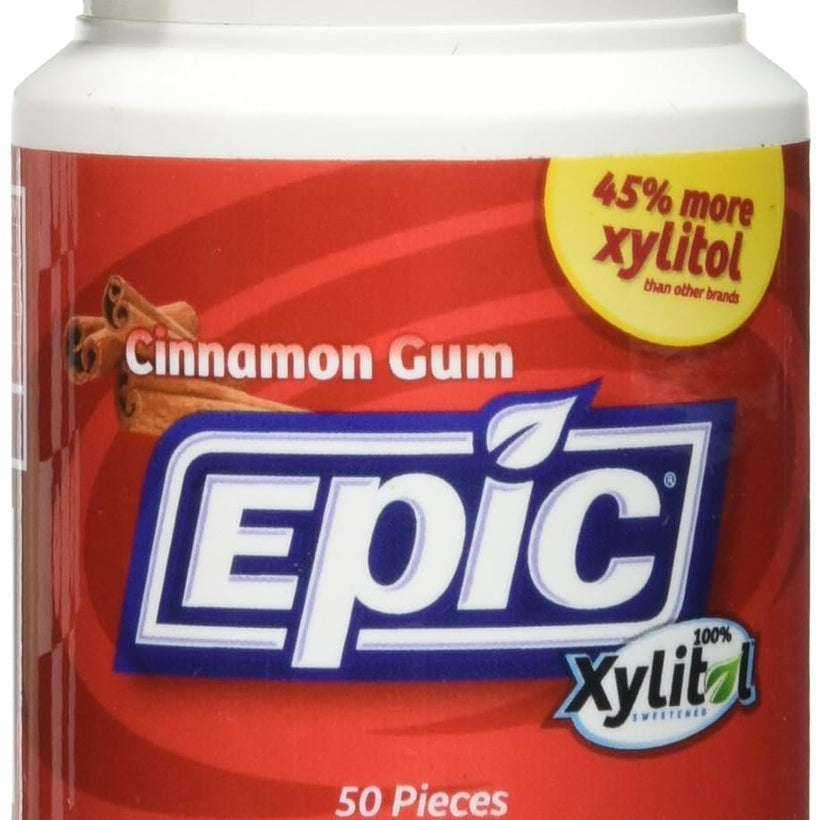 Epic Dental Xylitol Gum, Cinnamon - 50 Piece