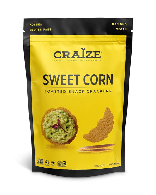 Craize Sweet Corn Crisps, Toasted Corn Crackers, 4 oz