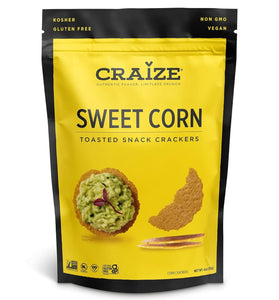 Craize Sweet Corn Crisps | Gluten Free, Vegan, Kosher, Toasted Corn Crackers | 4 oz each