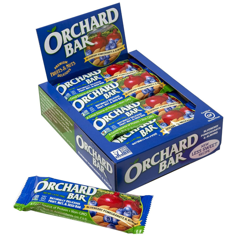 Orchard Bars Non-GMO Fruit & Nut, Blueberry Pomegranate Almond, 1.4 Oz, Pack of 12