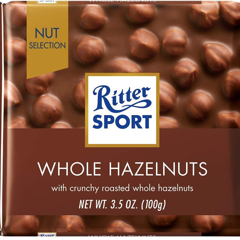 Ritter Sport Milk Chocolate with Whole Hazelnuts 100g/3.52oz (Pack of 2)