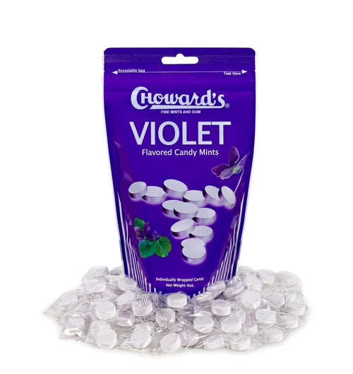 Choward's Violet Mints, 4 oz Resealable Bag (64 Mints)