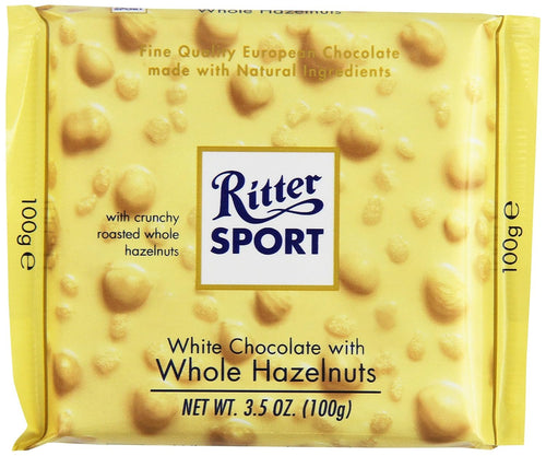 Ritter Sport White Chocolate with Whole Hazelnuts, 3.5 oz (Pack of 10)