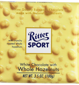Ritter Sport White Chocolate with Whole Hazelnuts, 3.5 Ounce (Pack of 10)