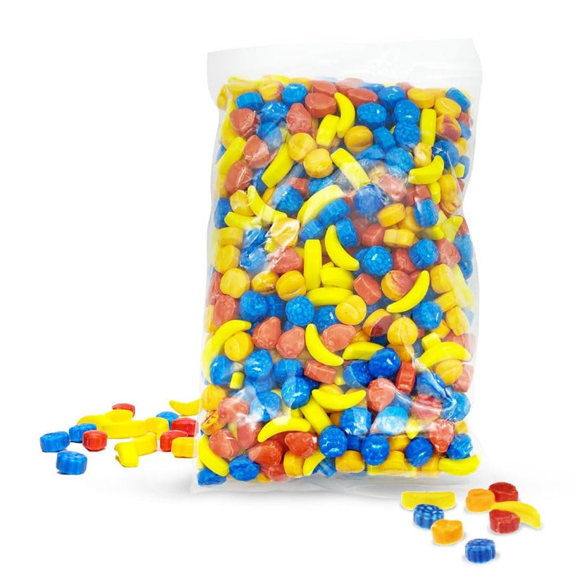 Rascals Assorted Fresh Fruit Shaped Candy - 1.5 lbs Bulk Candy for Snacking - Unwrapped Fruit Candy in Banana, Orange, Strawberry, and Berry Shapes - Candy Refills and Sweet Delight!