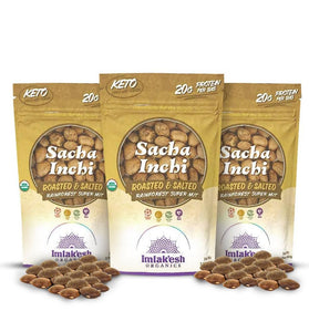 Roasted and Salted Sacha Inchi Nuts Bundle, Healthy Adult Snacks for On-the-Go Snacking, Resealable Bags for Sharing, Pack of 3