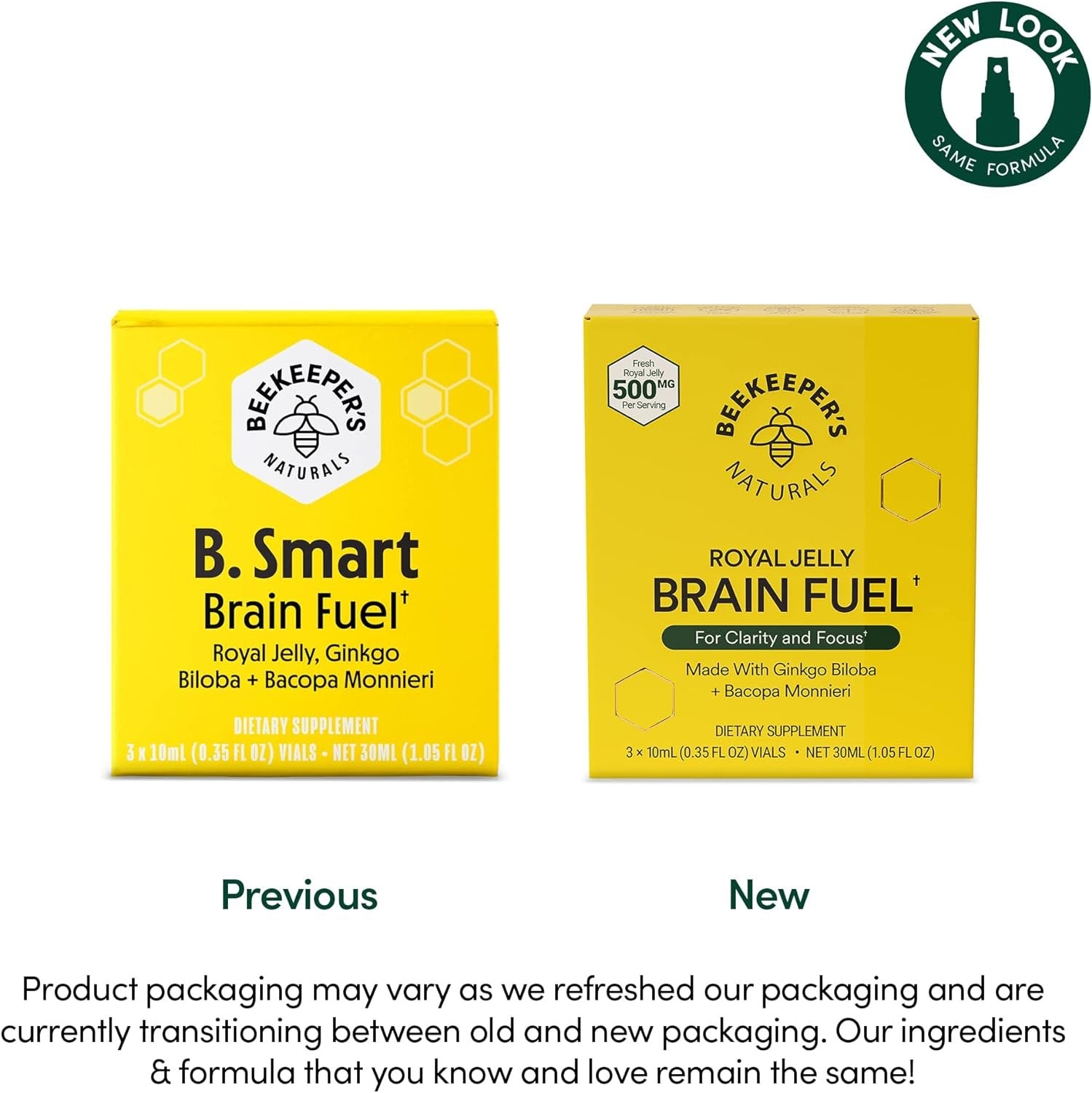 Beekeeper's Naturals B.LXR Brain Fuel - Memory, Focus and Clarity Liquid Formula, Supports Productivity - Royal Jelly, Ginkgo Biloba, Bacopa Monnieri - Keto Friendly, Gluten & Caffeine-Free