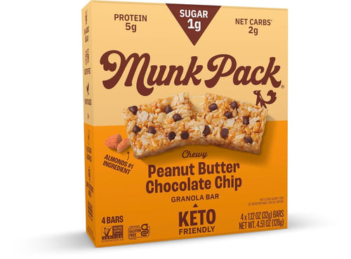Munk Pack Keto Granola Bar, Peanut Butter Cocoa Chip, 1.12 oz (4 Count)