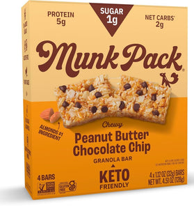 Munk Pack Keto Granola Bar, Peanut Butter Cocoa Chip, 4 Count 1.12 oz