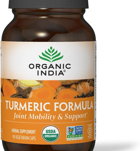 ORGANIC INDIA Turmeric Curcumin Herbal Supplement - Joint Mobility & Immune System Support, Healthy Inflammatory Response, Whole Root Supplement, Organic Trikatu, USDA Certified Organic - 90 Capsules